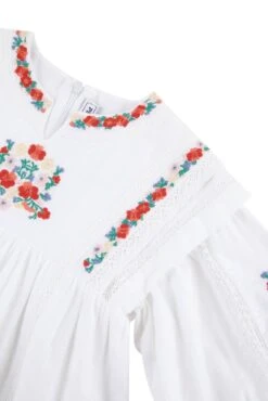 Robe - Blanc Broderies Florales -Mode Enfantine TY30022 01 3 packshot