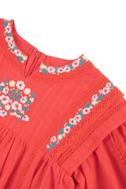 Robe - Rouge Broderies Florales -Mode Enfantine TY30022 35 3 packshot