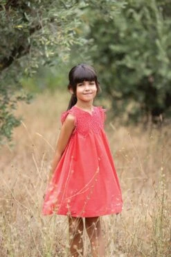 Robe - Rouge Broderie Coton