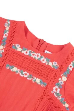 Robe - Rouge Broderies Fleuries 13 Robe - Rouge Broderies Fleuries -Mode Enfantine TY30051 35 3 packshot
