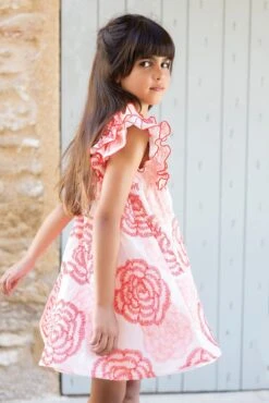 Robe - Rose Pâle Fleurie Volants