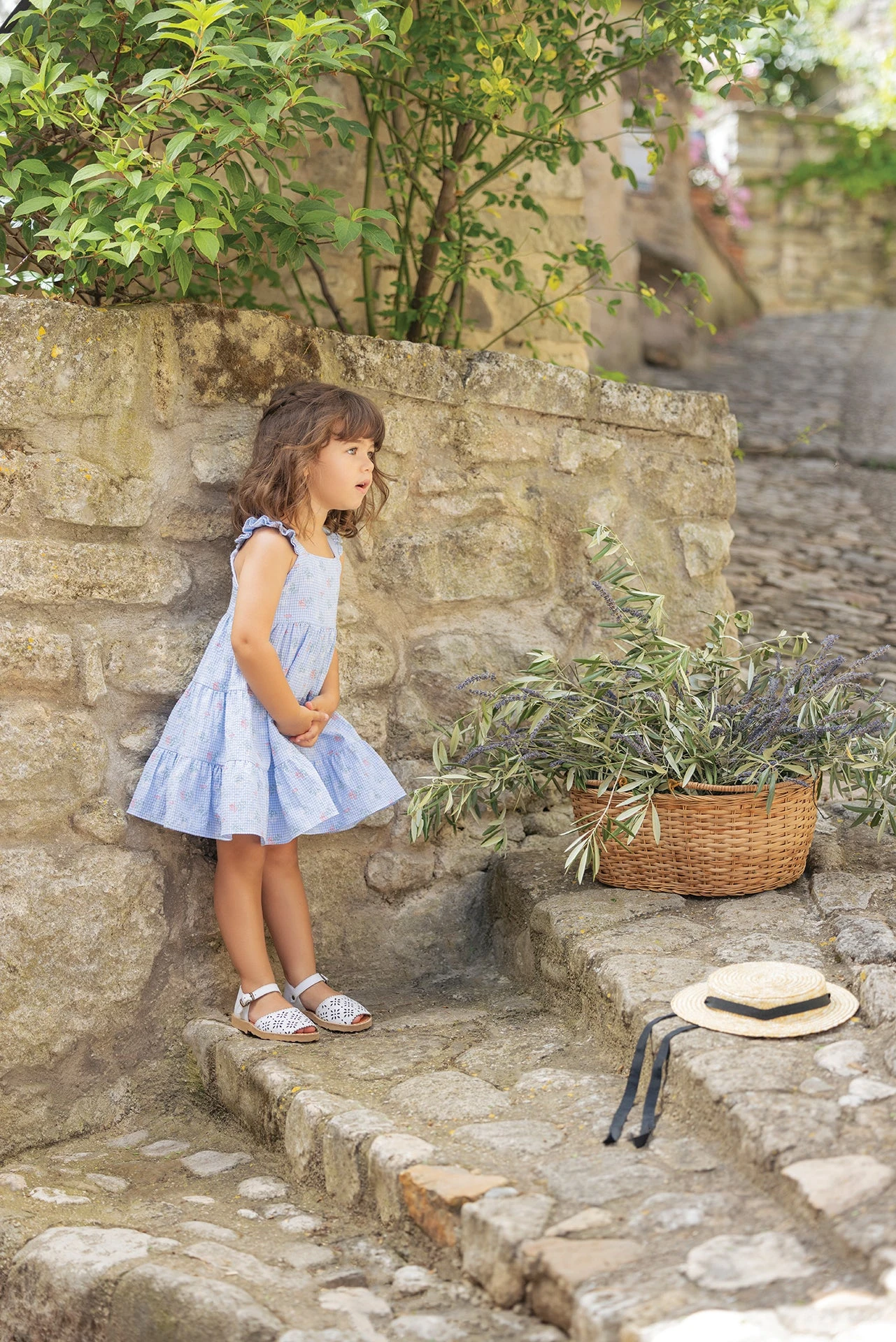 Robe - Bleu Seersucker Vichy Printé 3 Robe - Bleu Seersucker Vichy Printé