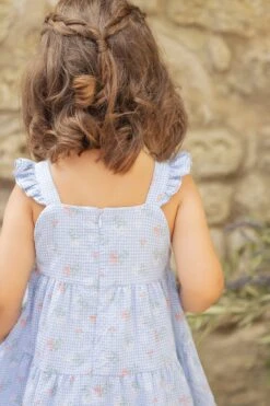 Robe - Bleu Seersucker Vichy Printé 12 Robe - Bleu Seersucker Vichy Printé -Mode Enfantine TY30151 42 6