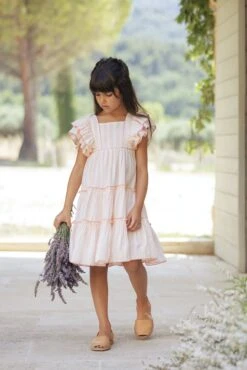 Robe - Rose Pâle Rayures Dos Croisé