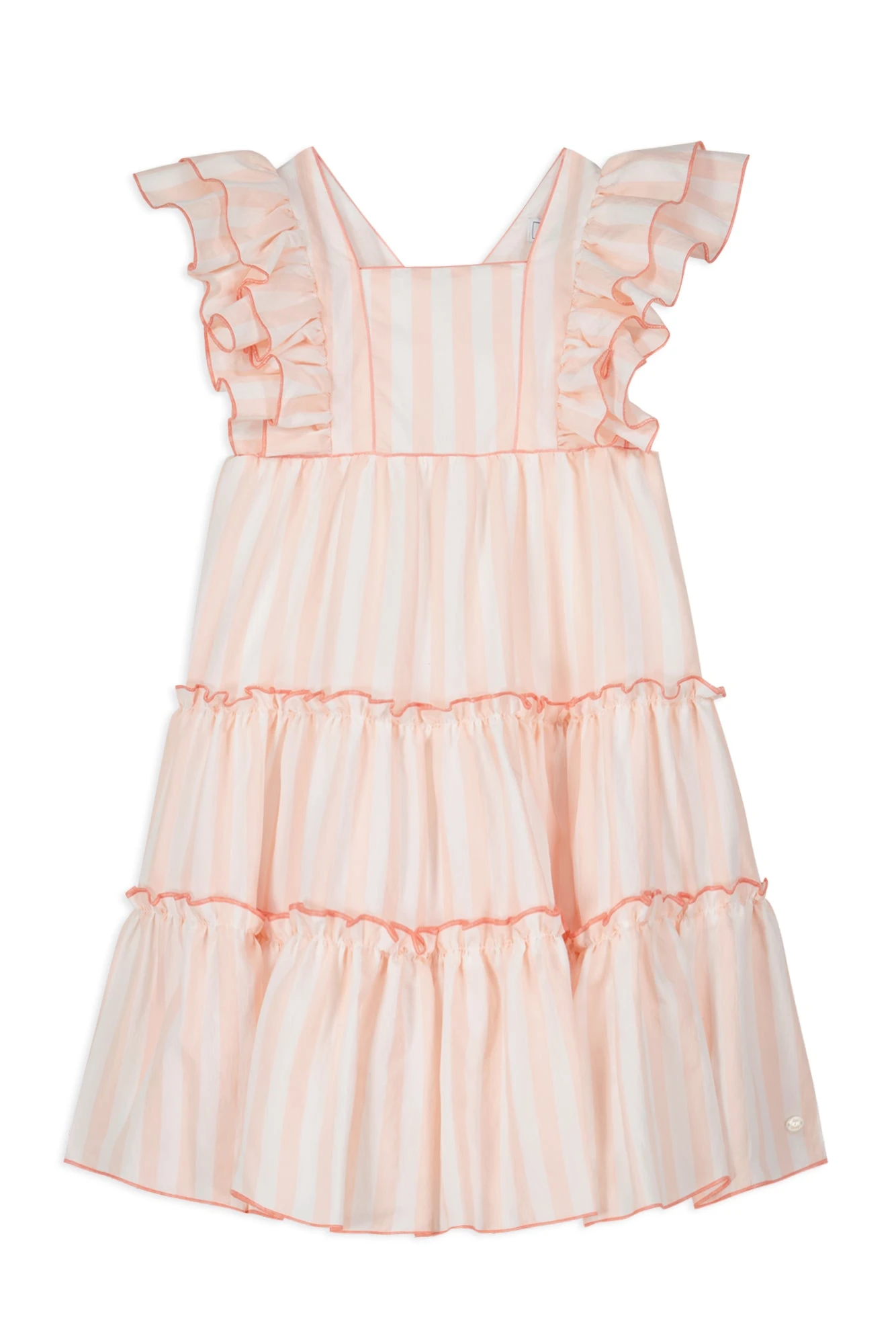 Robe - Rose Pâle Rayures Dos Croisé 6 Robe - Rose Pâle Rayures Dos Croisé – Image 4