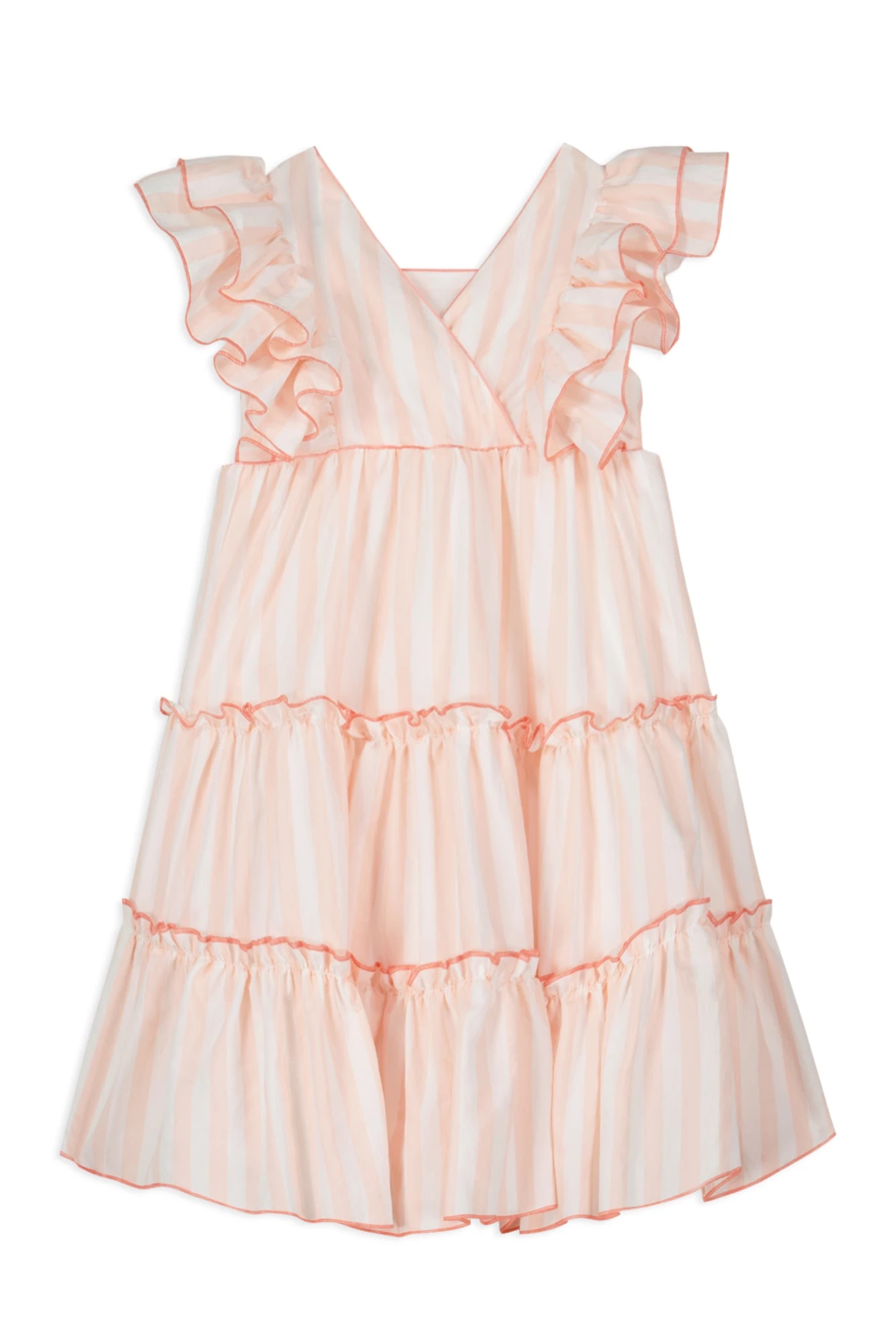 Robe - Rose Pâle Rayures Dos Croisé 7 Robe - Rose Pâle Rayures Dos Croisé – Image 5