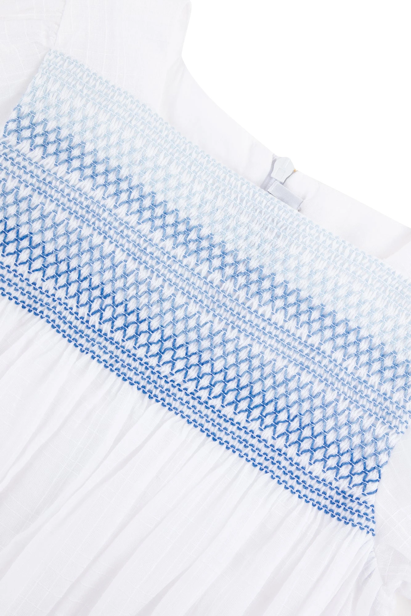 Robe - Blanc Smocks Bleu 7 Robe - Blanc Smocks Bleu – Image 5