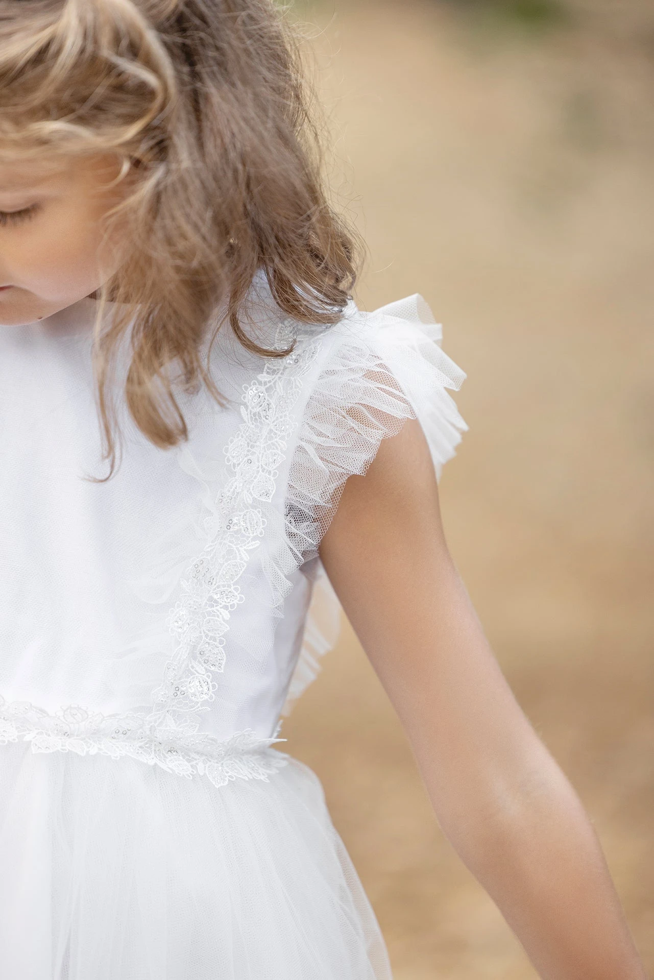 Robe - Ecru Manches Volantées 5 Robe - Ecru Manches Volantées – Image 3