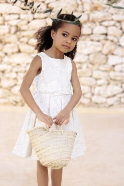 Robe - Ecru Broderies Froncée