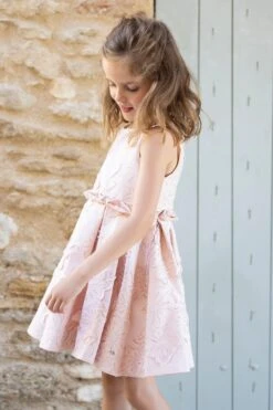 Robe - Rose Pâle Broderies Froncée