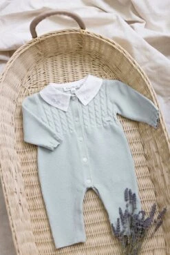 Combinaison Longue - Bleu Grisé Point Mousse