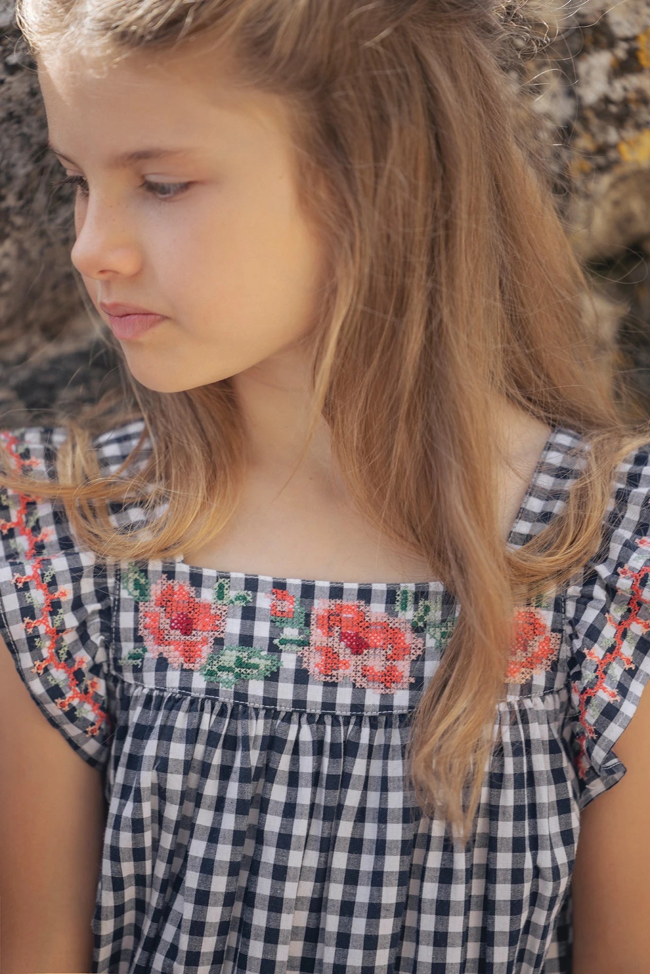 Combinaison Courte - Marine Vichy Broderies 5 Combinaison Courte - Marine Vichy Broderies – Image 3