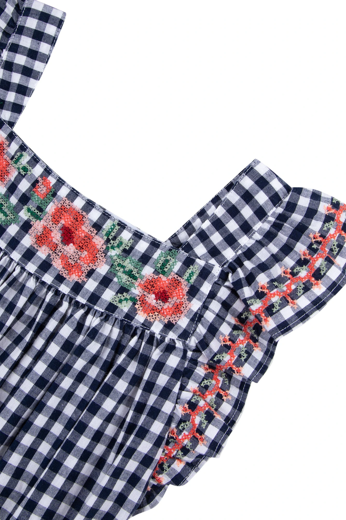 Combinaison Courte - Marine Vichy Broderies 8 Combinaison Courte - Marine Vichy Broderies – Image 6