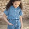 Combinaison Courte - Bleu Denim Broderies 1 Combinaison Courte - Bleu Denim Broderies -Mode Enfantine TY33012 45 1