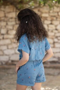 Combinaison Courte - Bleu Denim Broderies -Mode Enfantine TY33012 45 3
