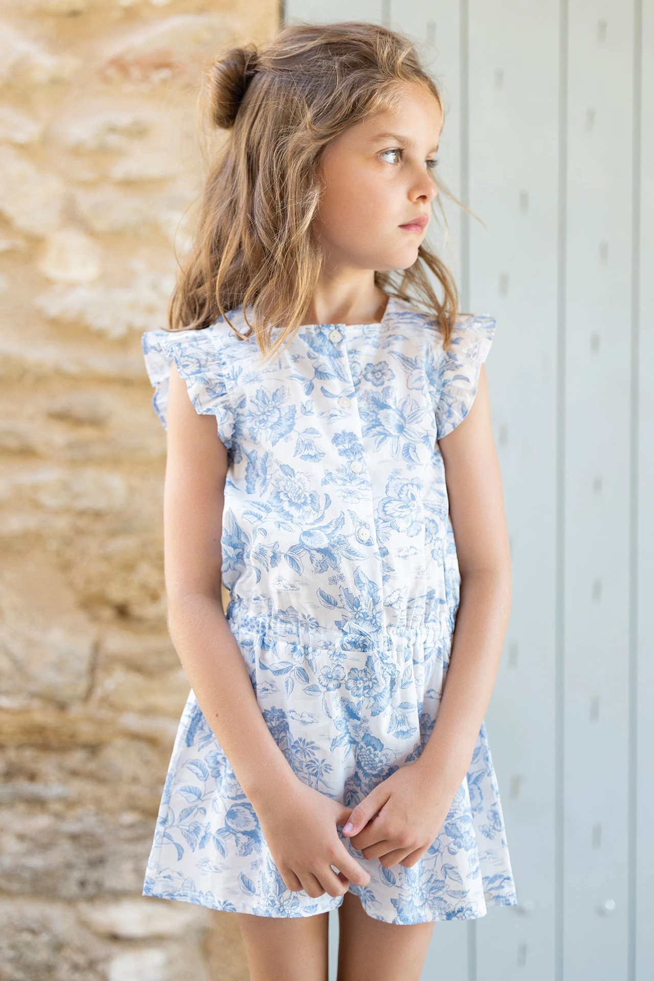 Combinaison Courte - Bleu Tissu Liberty 3 Combinaison Courte - Bleu Tissu Liberty