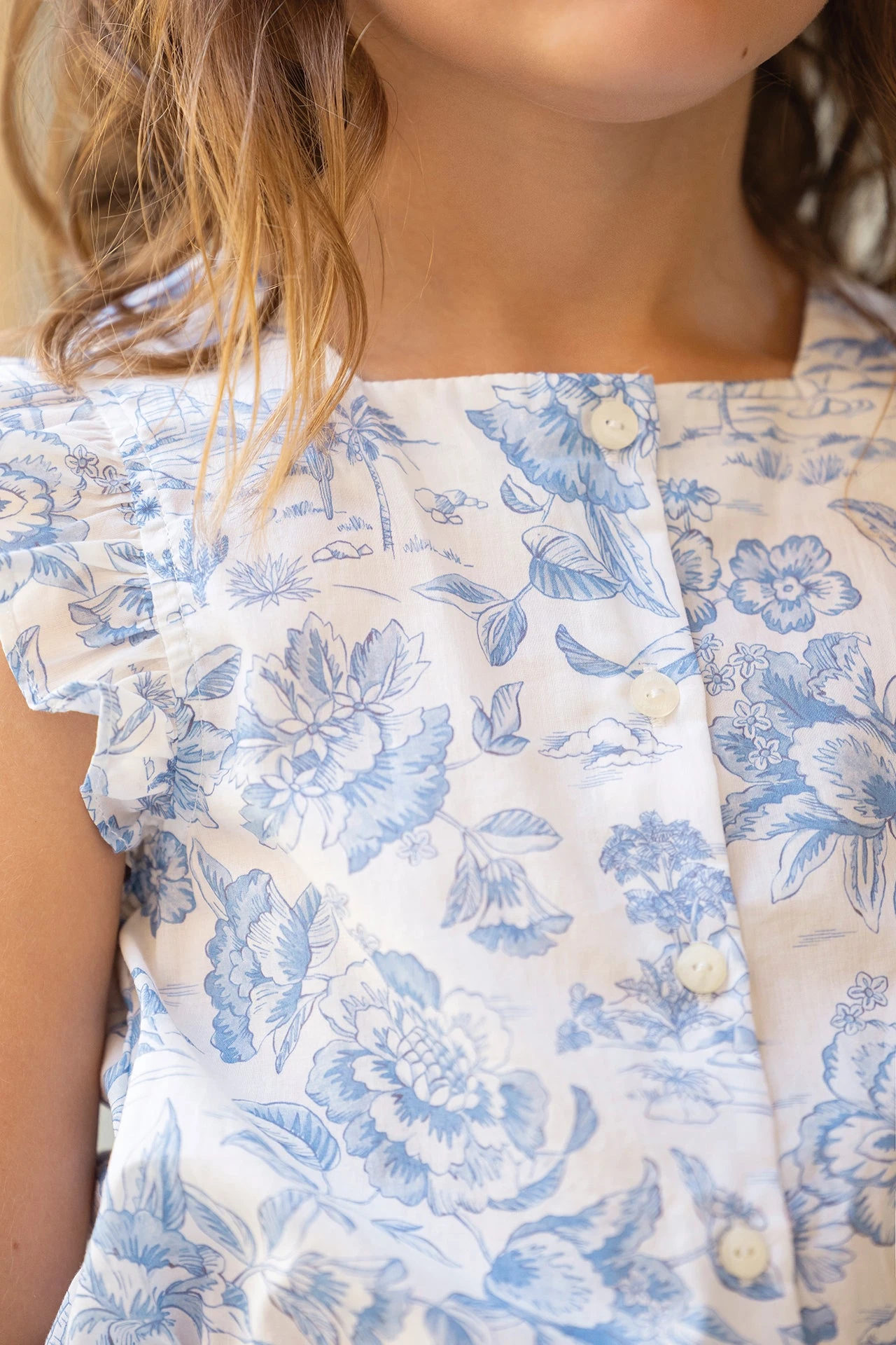 Combinaison Courte - Bleu Tissu Liberty 4 Combinaison Courte - Bleu Tissu Liberty – Image 2