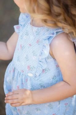 Combinaison Courte - Bleu Seersucker Vichy Printé 12 Combinaison Courte - Bleu Seersucker Vichy Printé -Mode Enfantine TY33051 42 4