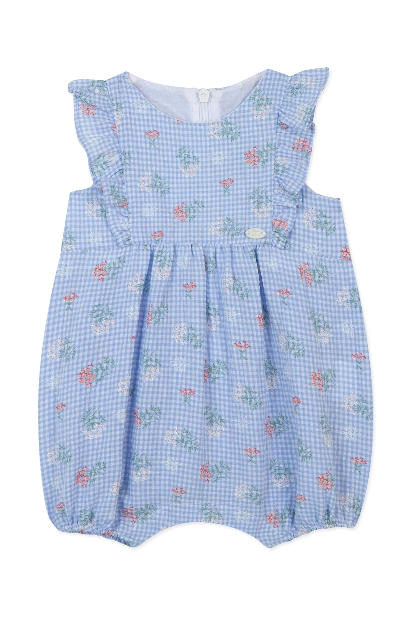 Combinaison Courte - Bleu Seersucker Vichy Printé 7 Combinaison Courte - Bleu Seersucker Vichy Printé – Image 5