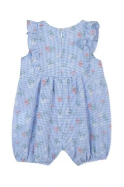 Combinaison Courte - Bleu Seersucker Vichy Printé 14 Combinaison Courte - Bleu Seersucker Vichy Printé -Mode Enfantine TY33051 42 2 packshot