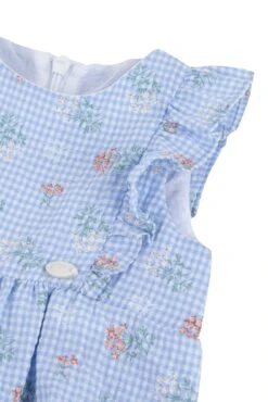 Combinaison Courte - Bleu Seersucker Vichy Printé 15 Combinaison Courte - Bleu Seersucker Vichy Printé -Mode Enfantine TY33051 42 3 packshot