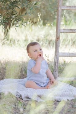 Combinaison Courte - Bleu Grisé Rayures