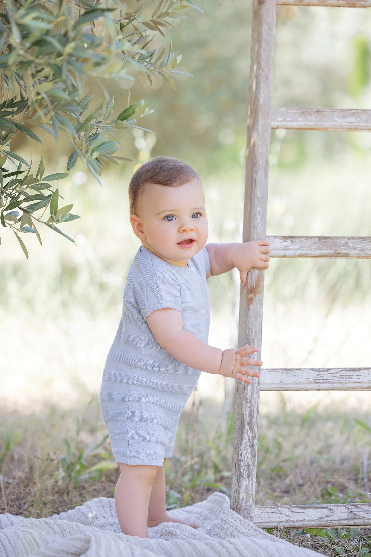 Combinaison Courte - Bleu Grisé Rayures 4 Combinaison Courte - Bleu Grisé Rayures – Image 2