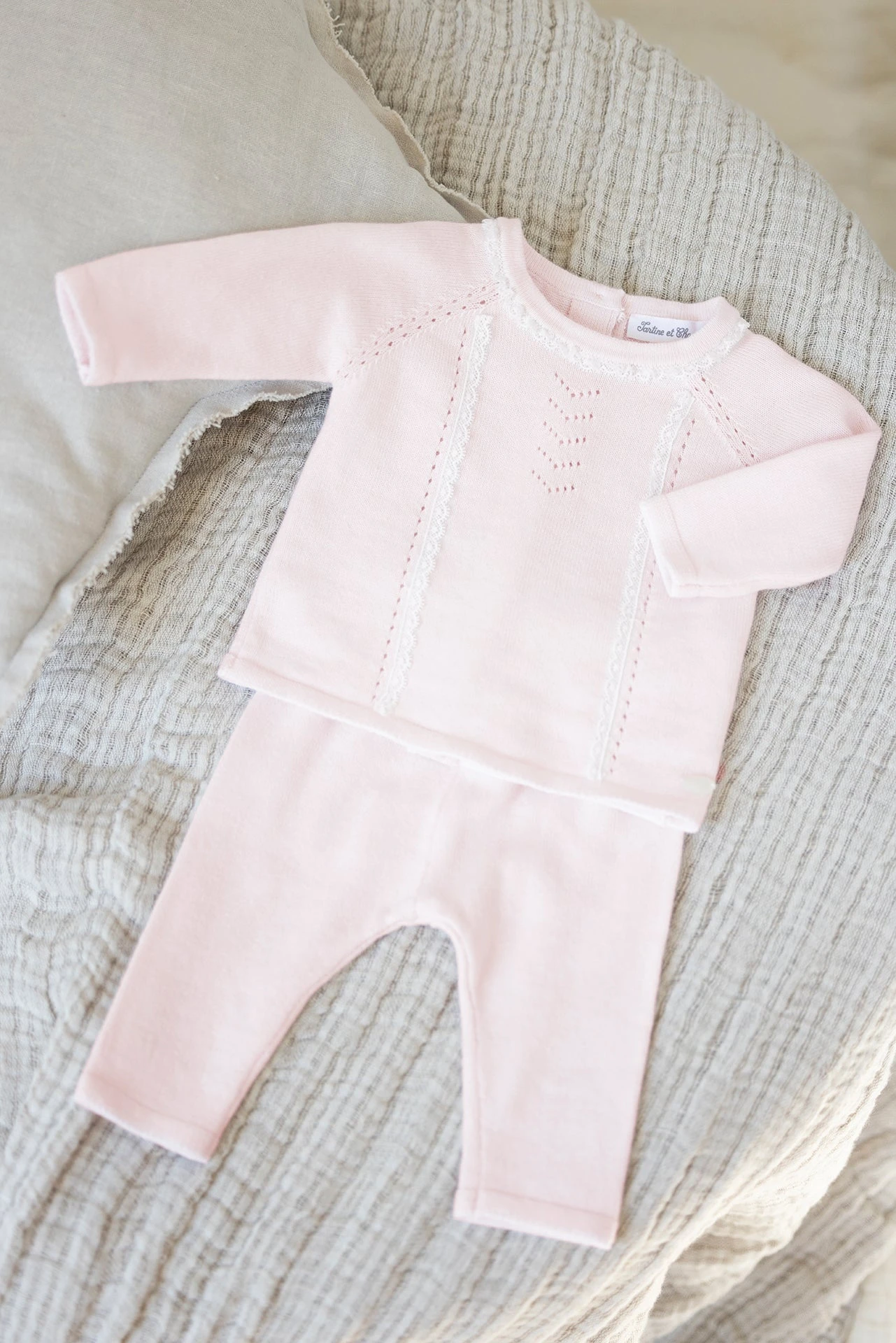 Ensemble Long - Rose Pâle Maille 3 Ensemble Long - Rose Pâle Maille