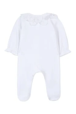 Pyjama - Blanc Velours Collerette Fleur 8 Pyjama - Blanc Velours Collerette Fleur -Mode Enfantine TY54030 01 2 packshot