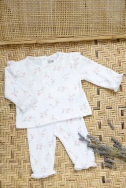 Pyjama Deux Pièces - Blanc Imprimé Fleuri