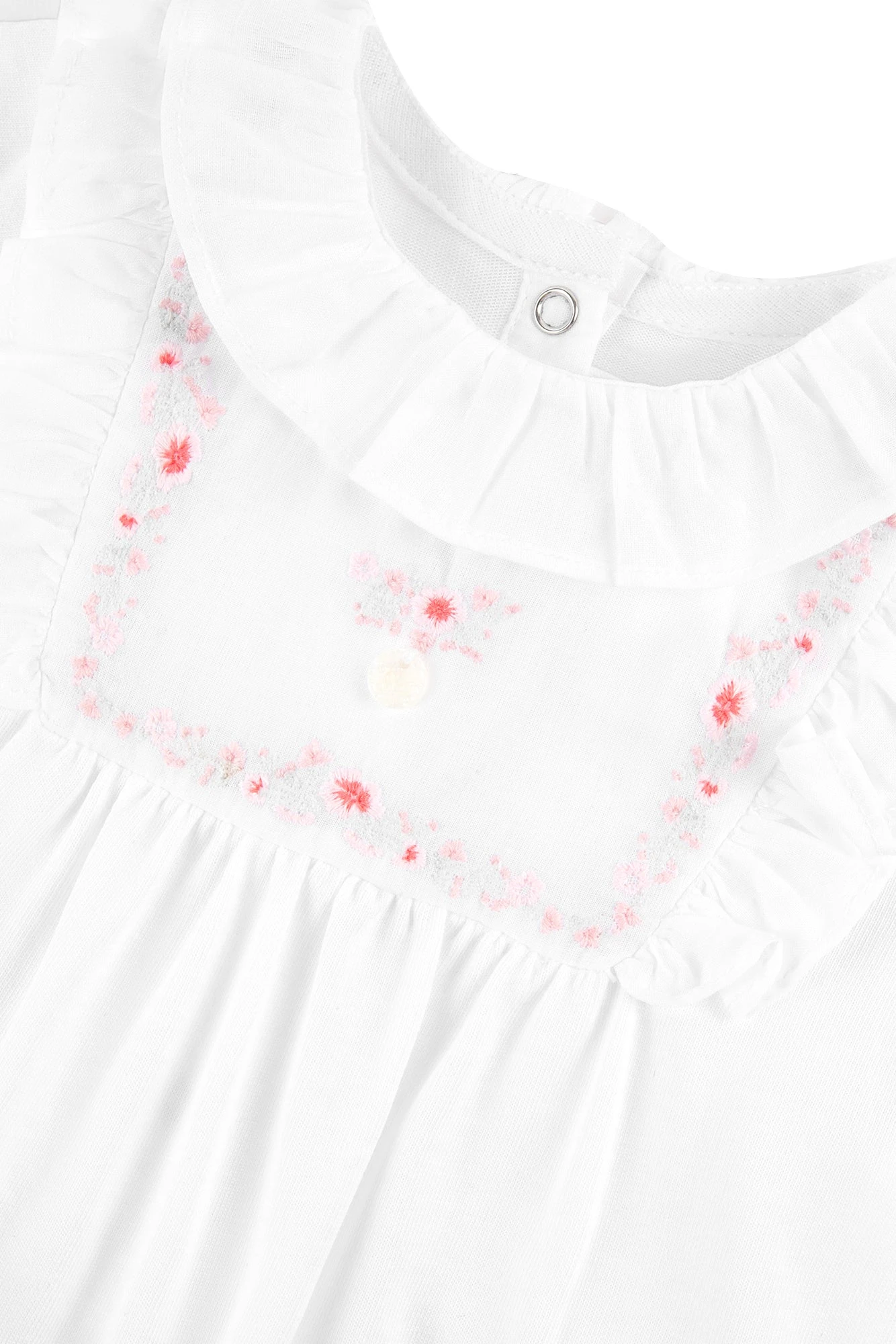 Pyjama - Blanc Col Plastron Broderies 7 Pyjama - Blanc Col Plastron Broderies – Image 5