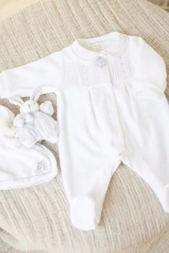 Pyjama - Velours Blanc Col Plastron