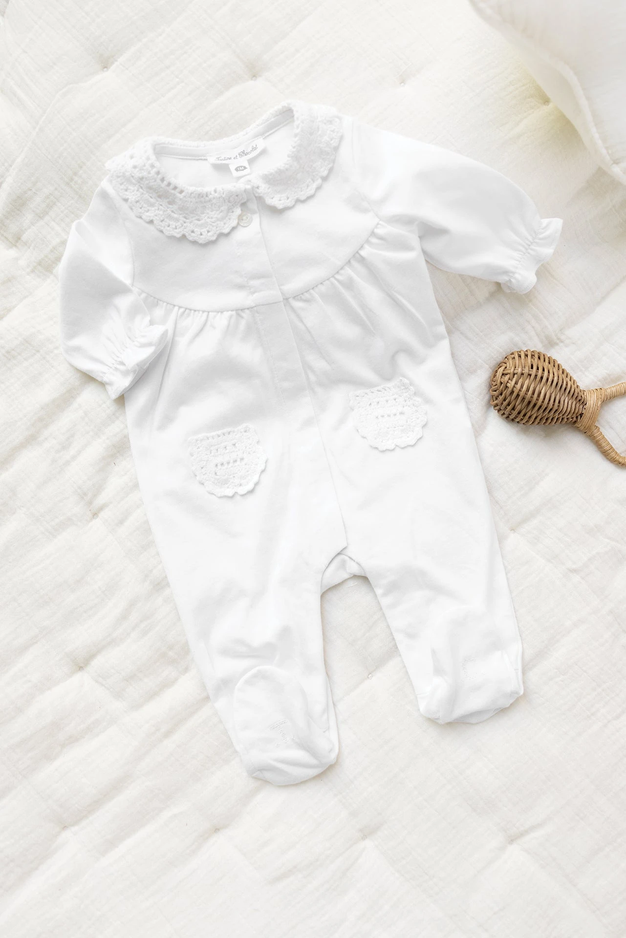 Pyjama - Blanc Col Crochet 3 Pyjama - Blanc Col Crochet