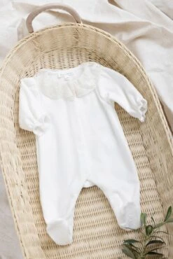 Pyjama - Velours Ecru Col Dentelle