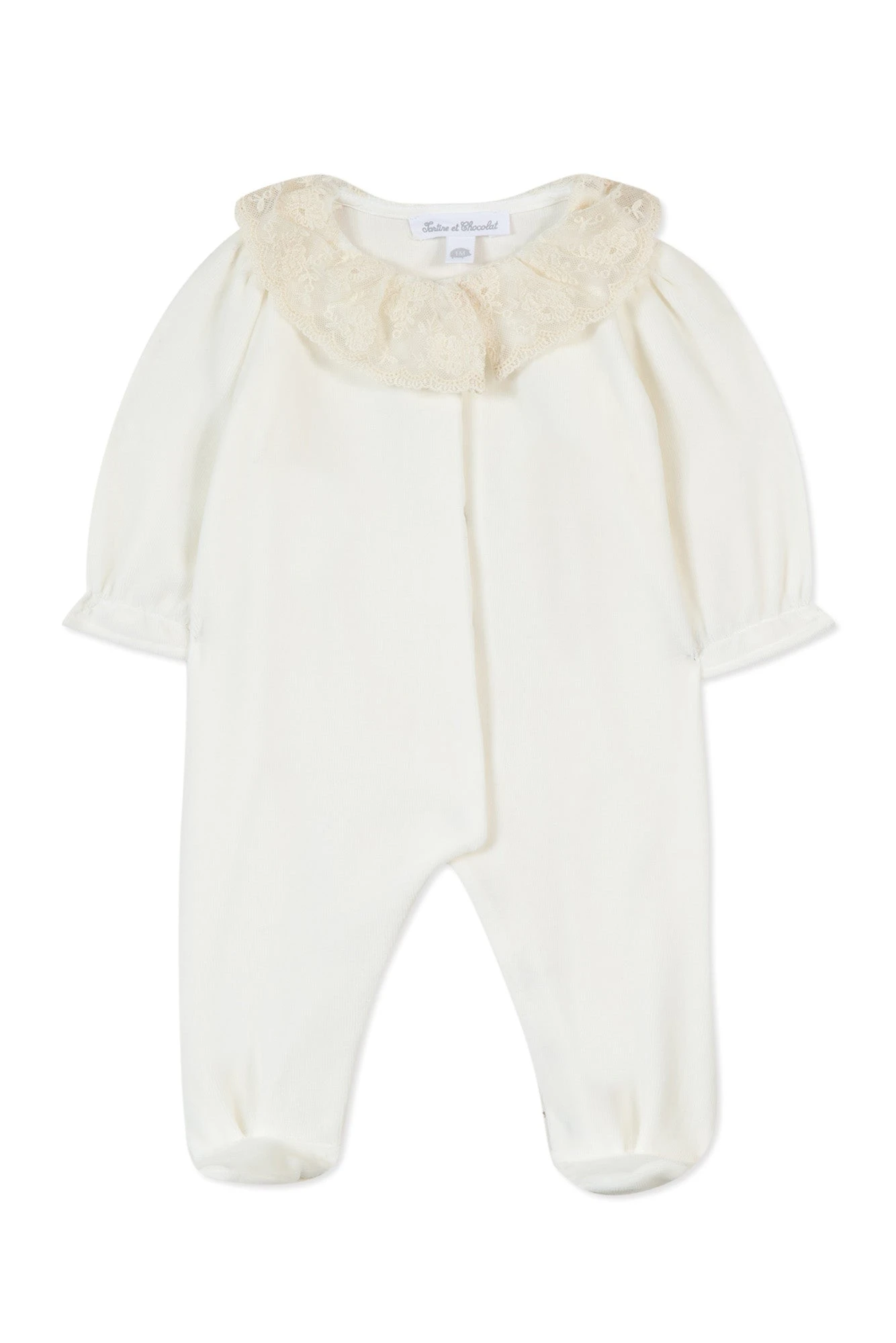 Pyjama - Velours Ecru Col Dentelle 8 Pyjama - Velours Ecru Col Dentelle – Image 6