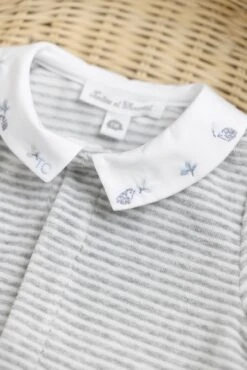 Pyjama - Velours Gris Chiné Rayé -Mode Enfantine TY54160 21 2