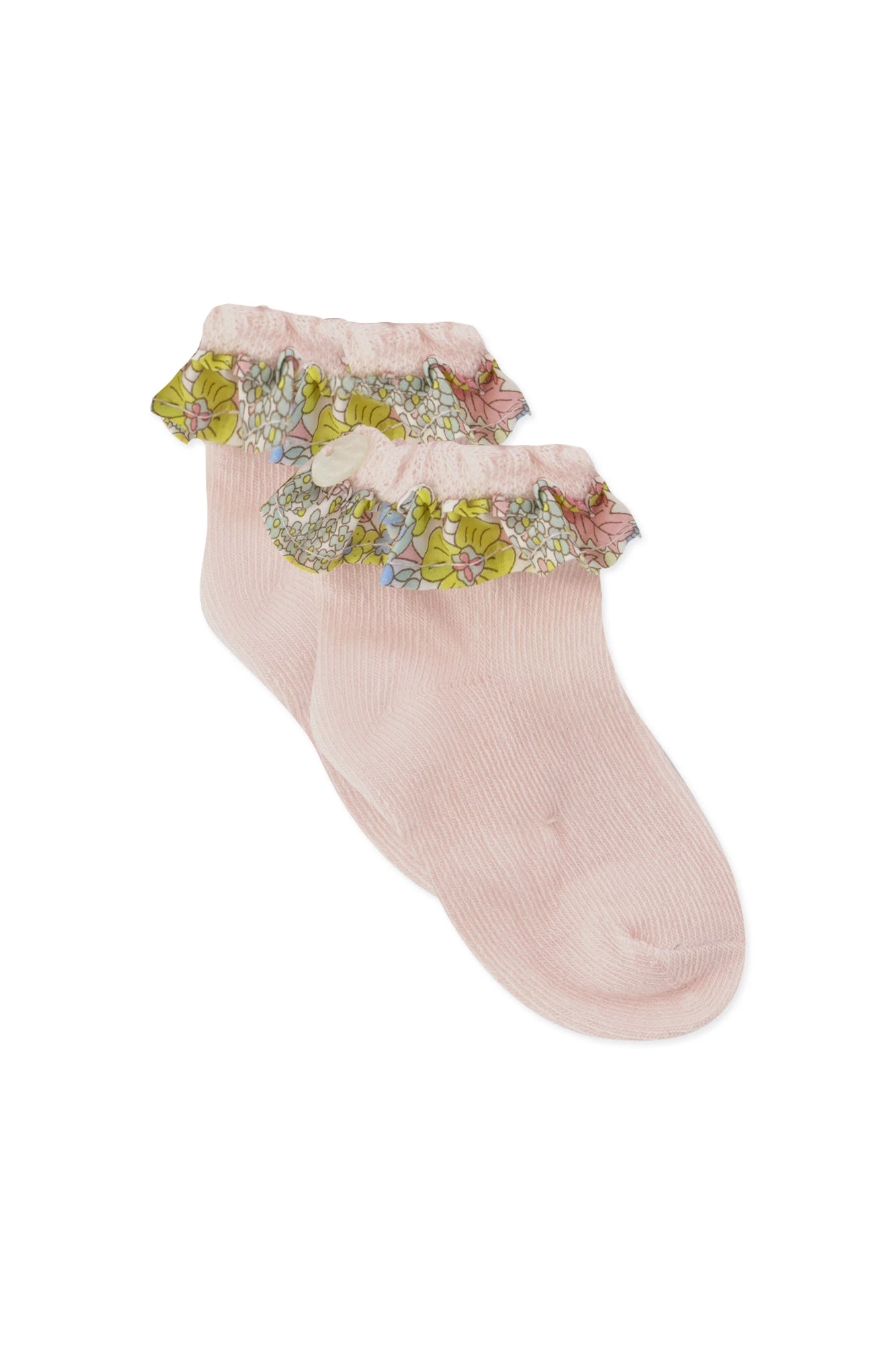 Chaussettes - Rose Pâle Imprimé Fleuri 3 Chaussettes - Rose Pâle Imprimé Fleuri