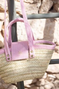 Panier Osier - Rose Pâle Rayures -Mode Enfantine TY95012 36 3
